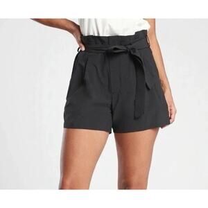 Athleta Skyline Short II Women’s Size 4 Black Paper Bag Shorts Belt Active